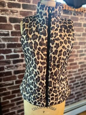 New York & Company Leopard Print Puffer/Quilted Vest